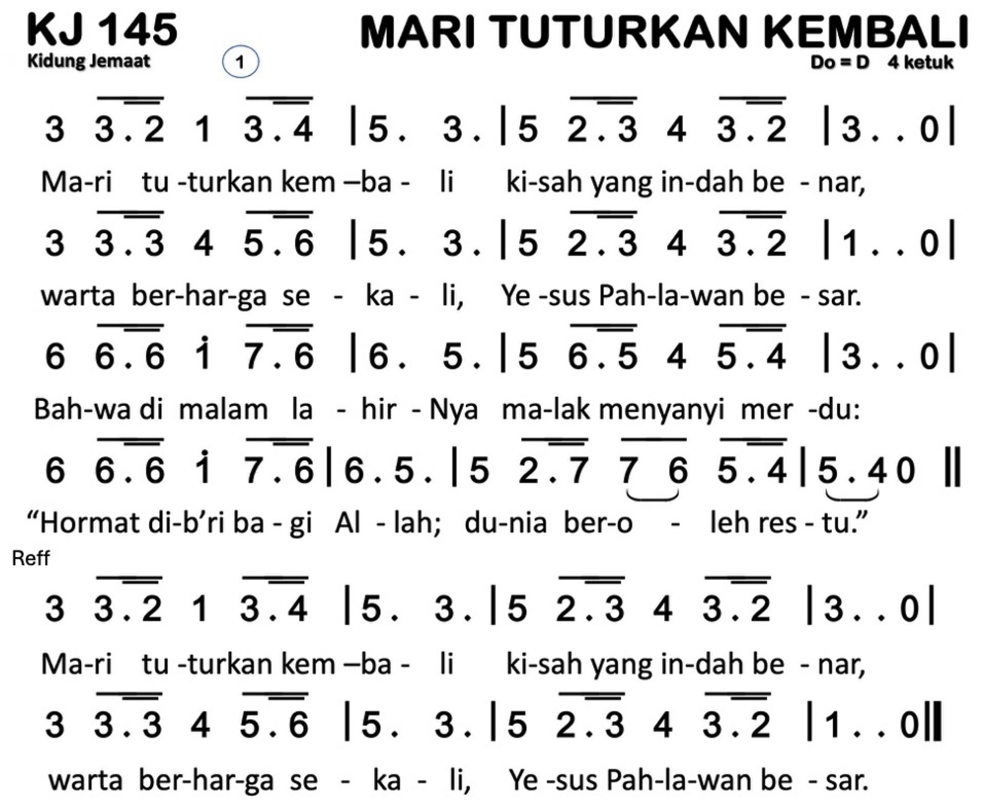 Partitur Chord KJ 145 (anotasi di atas partitur polos)