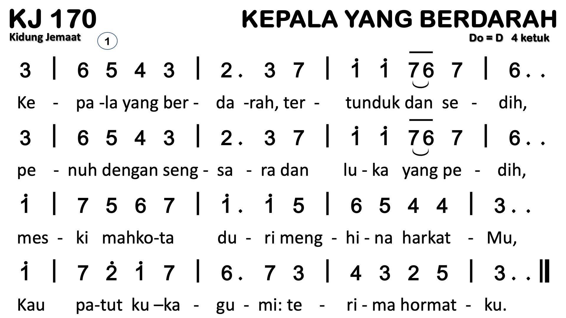 Partitur Chord KJ 170 (anotasi di atas partitur polos)