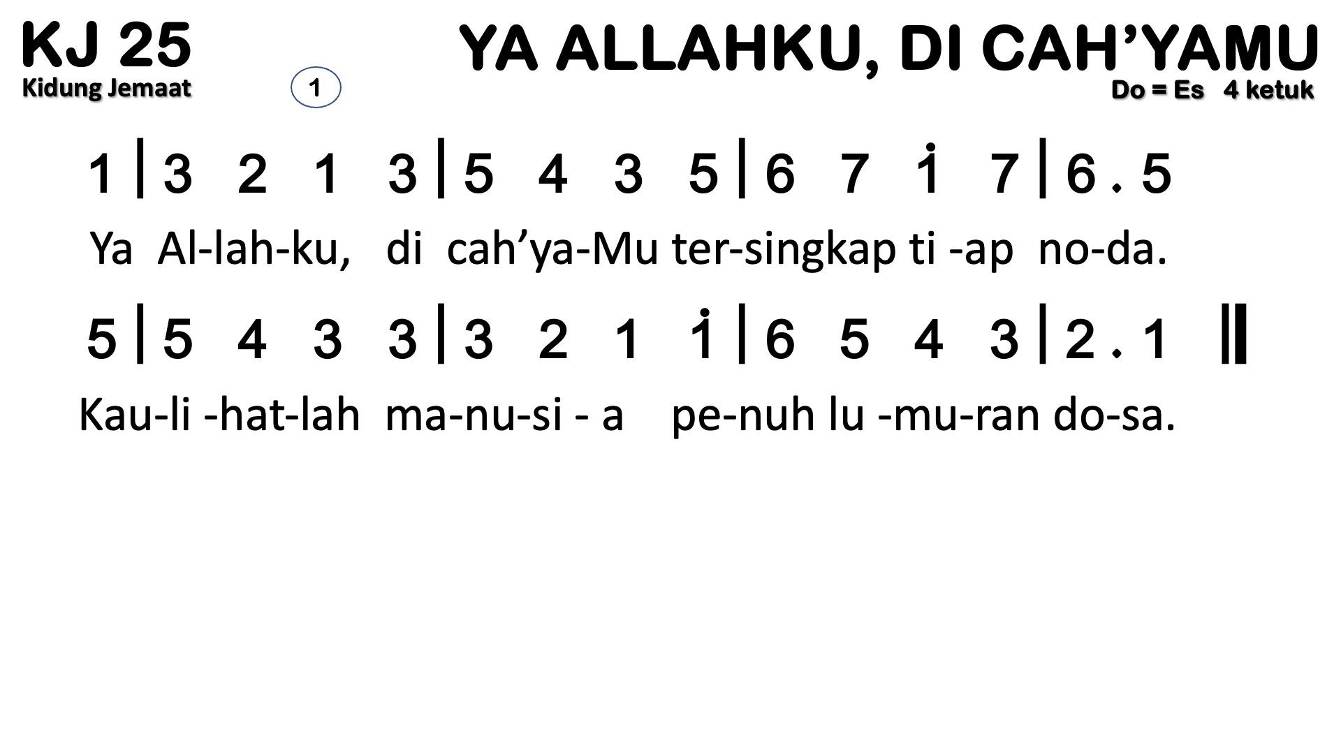 Partitur Chord KJ 25 (anotasi di atas partitur polos)