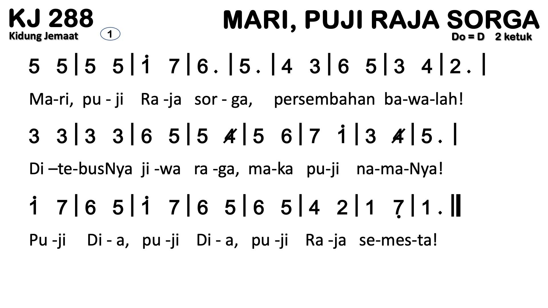 Partitur Chord KJ 288 (anotasi di atas partitur polos)