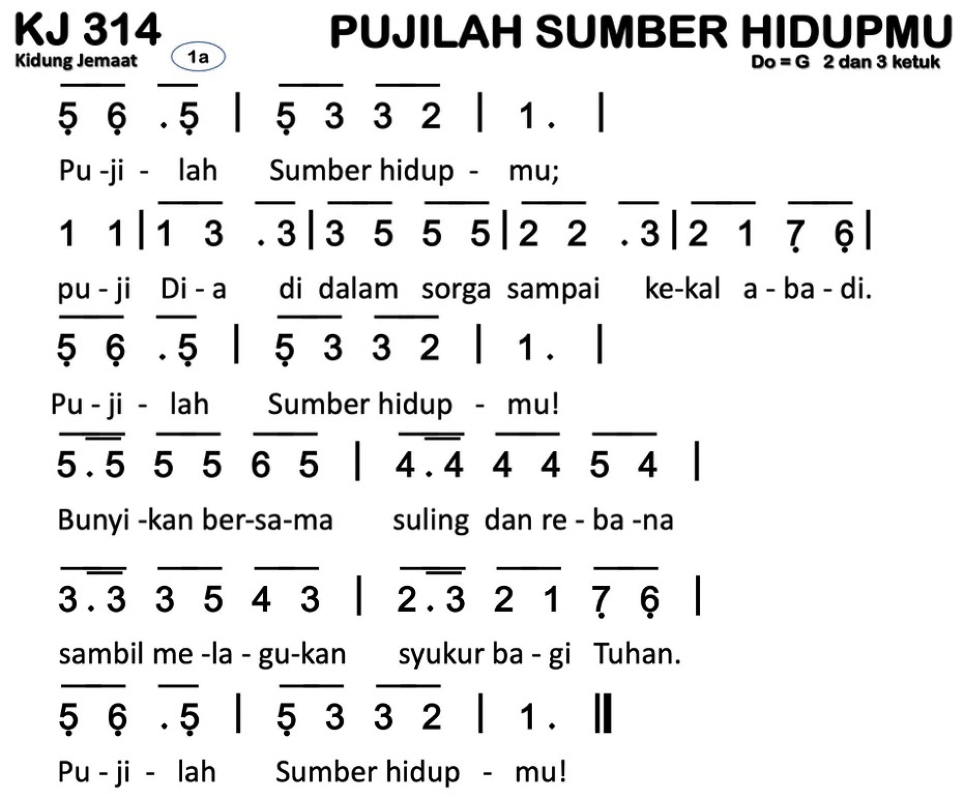 Partitur Chord KJ 314 (anotasi di atas partitur polos)