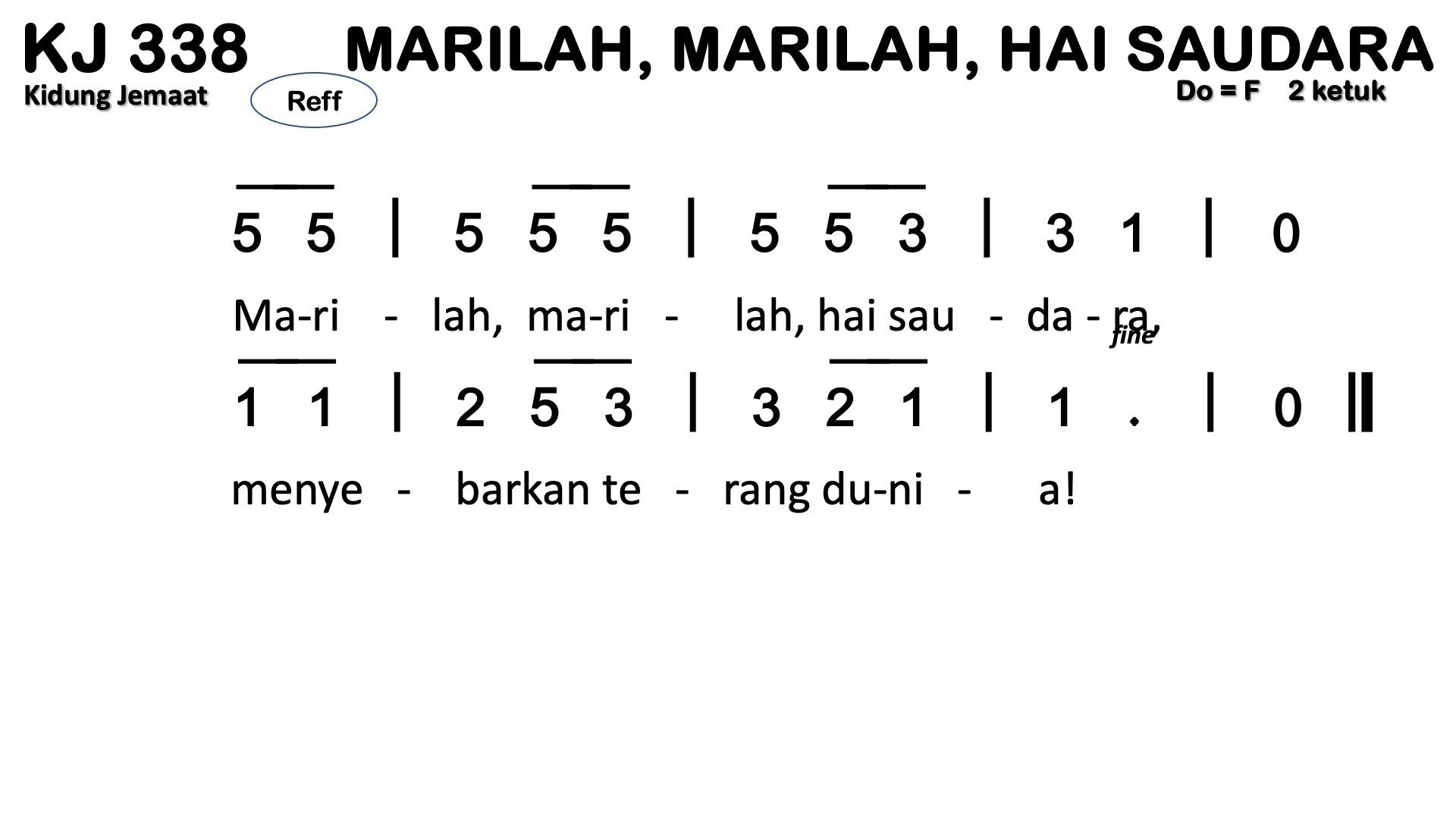 Partitur Chord KJ 338 (anotasi di atas partitur polos)