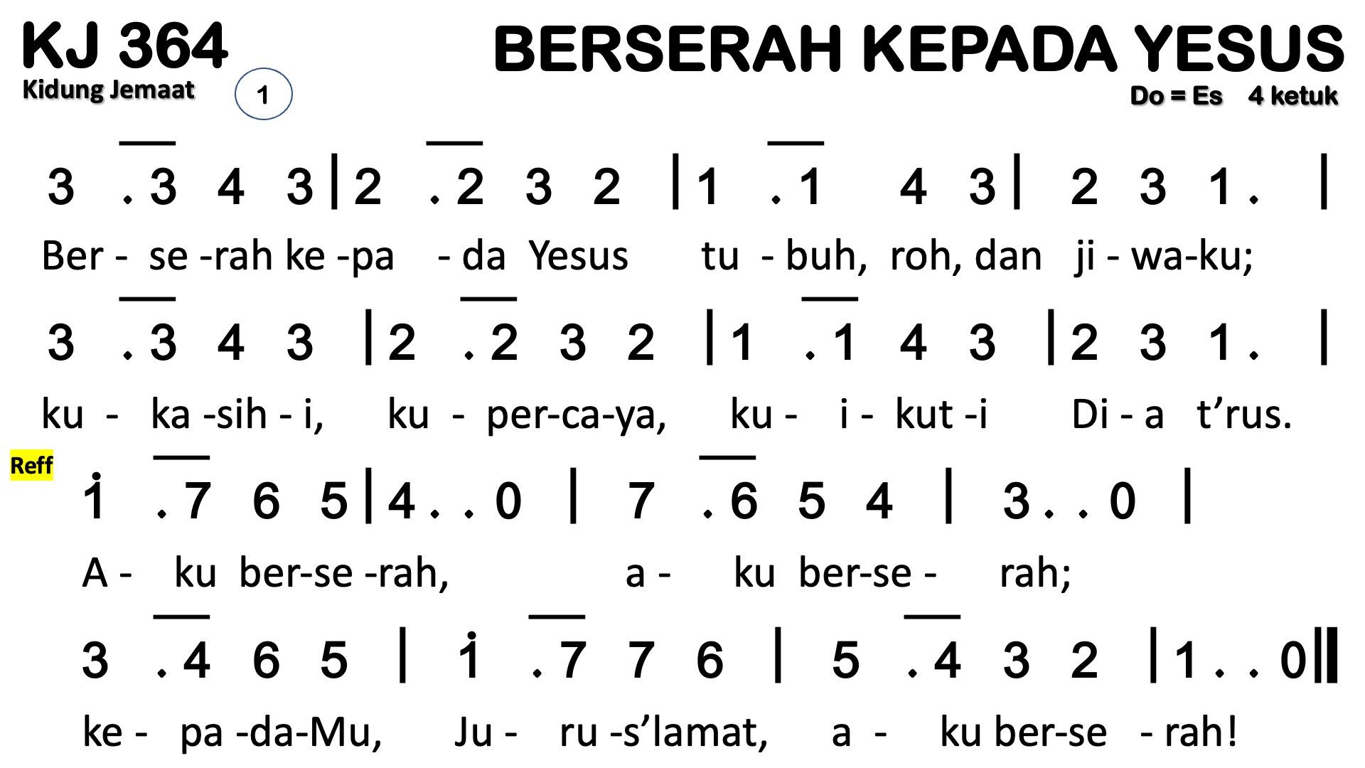 Partitur Chord KJ 364 (anotasi di atas partitur polos)