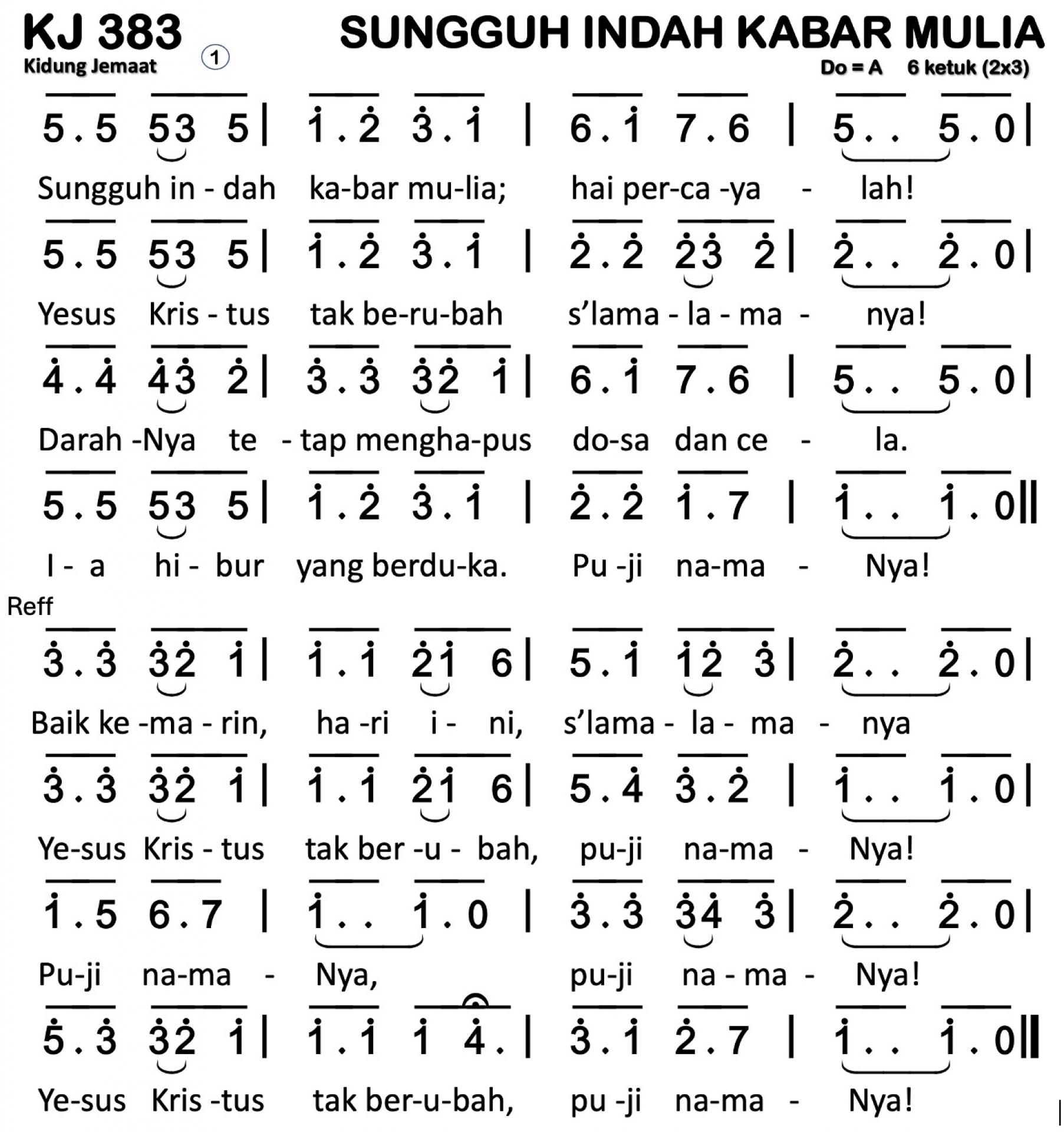 Partitur Chord KJ 383 (anotasi di atas partitur polos)