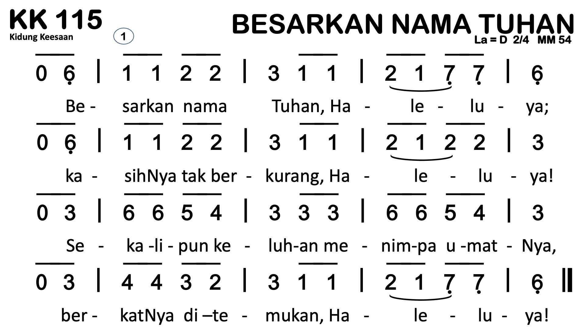 Partitur Chord KK 115 (anotasi di atas partitur polos)