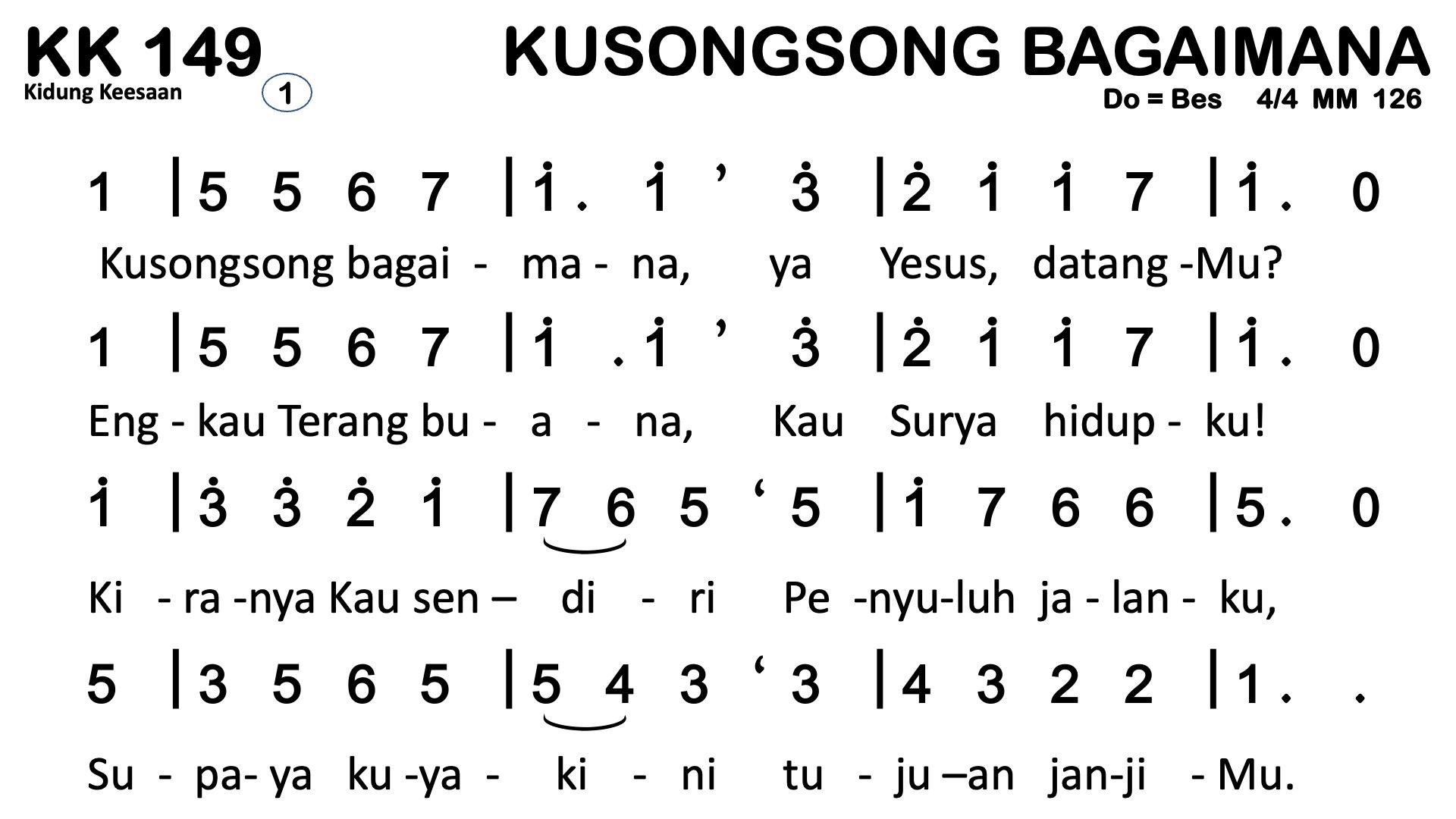 Partitur Chord KK 149 (anotasi di atas partitur polos)