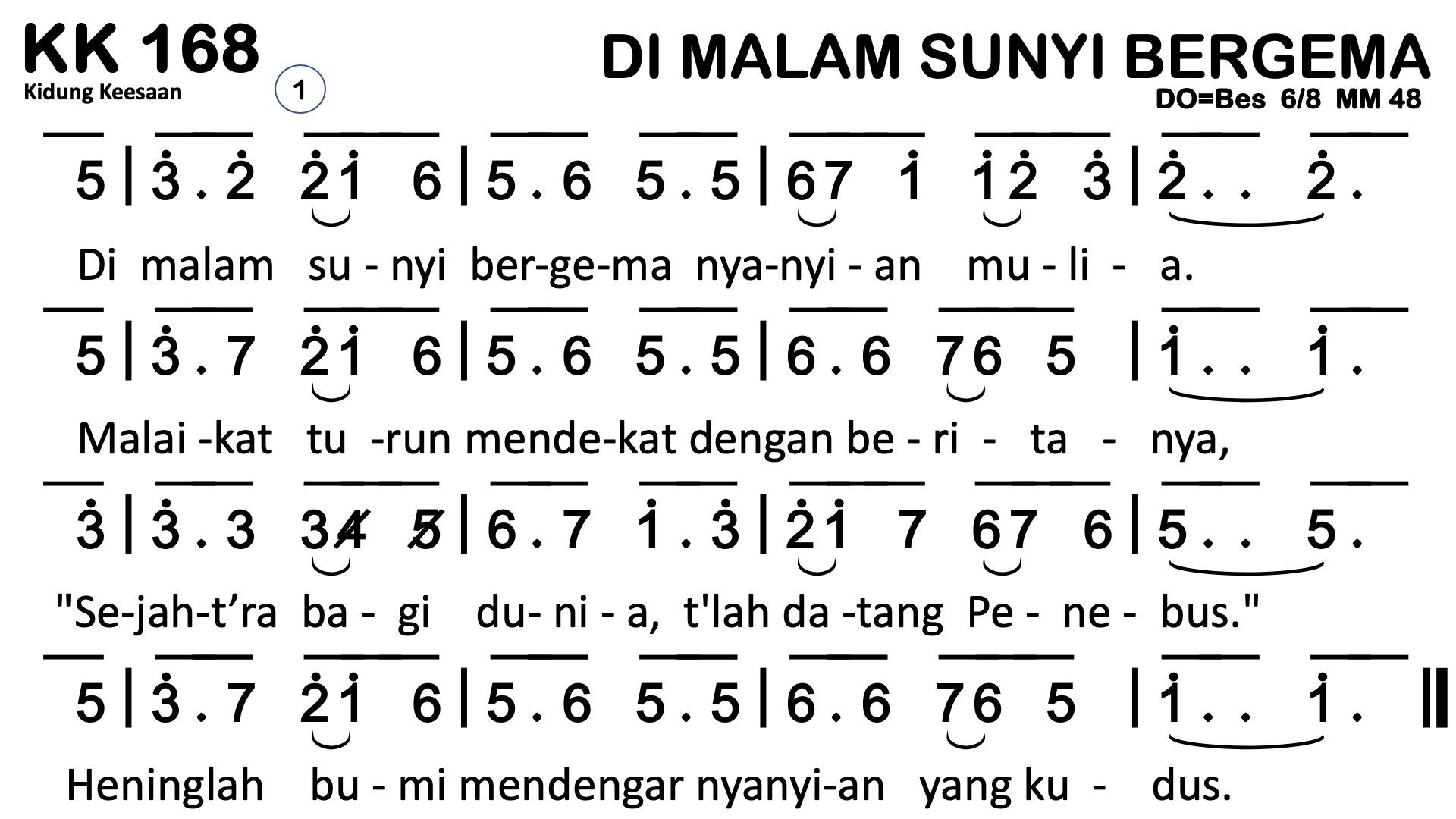 Partitur Chord KK 168 (anotasi di atas partitur polos)