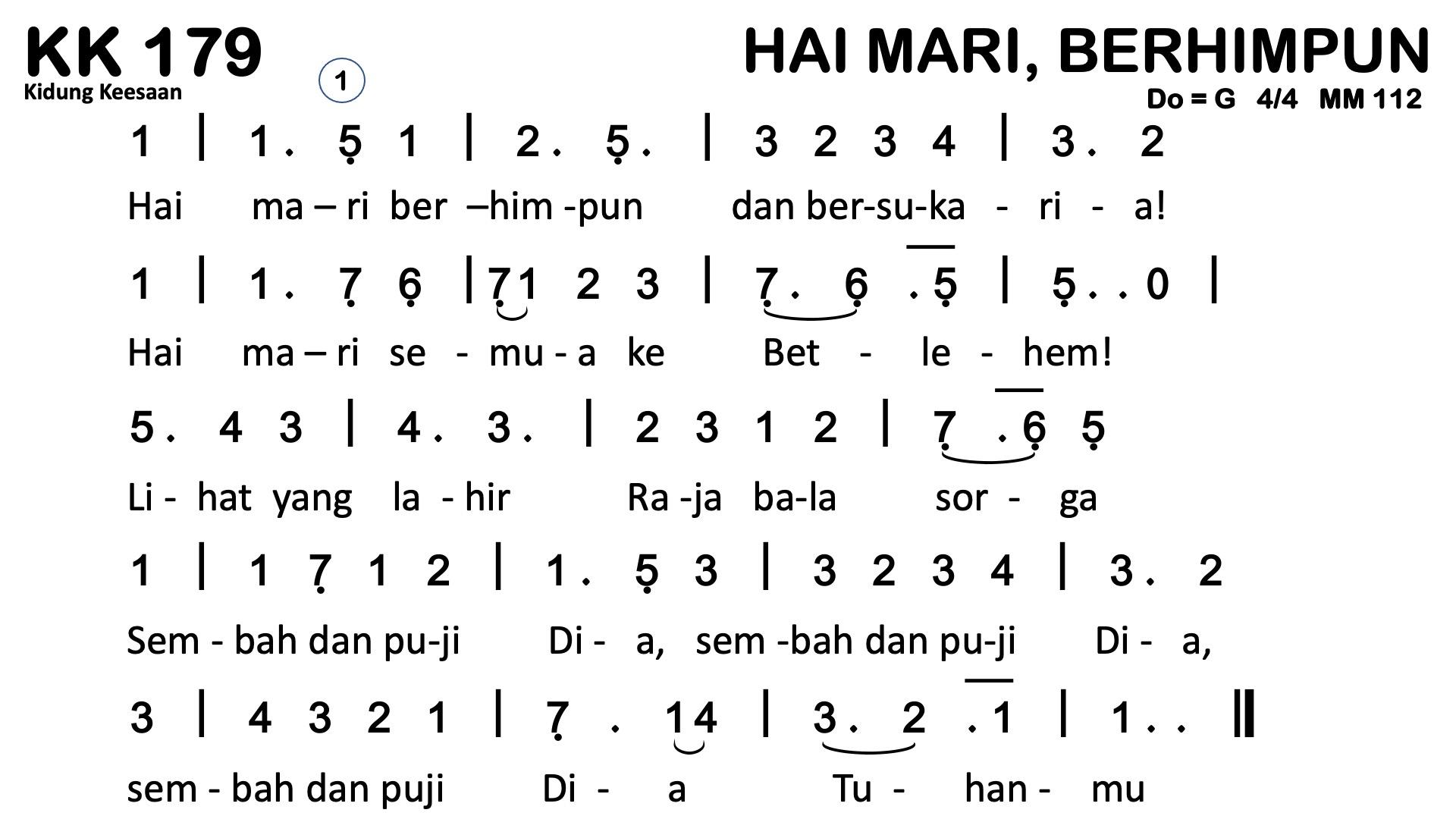 Partitur Chord KK 179 (anotasi di atas partitur polos)
