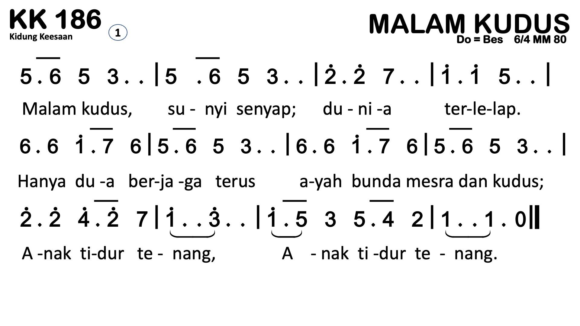 Partitur Chord KK 186 (anotasi di atas partitur polos)