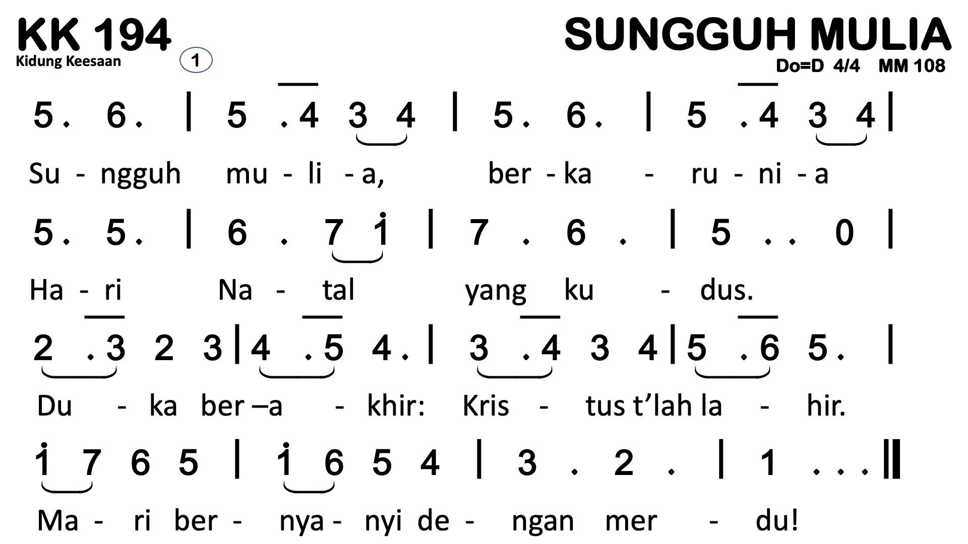 Partitur Chord KK 194 (anotasi di atas partitur polos)
