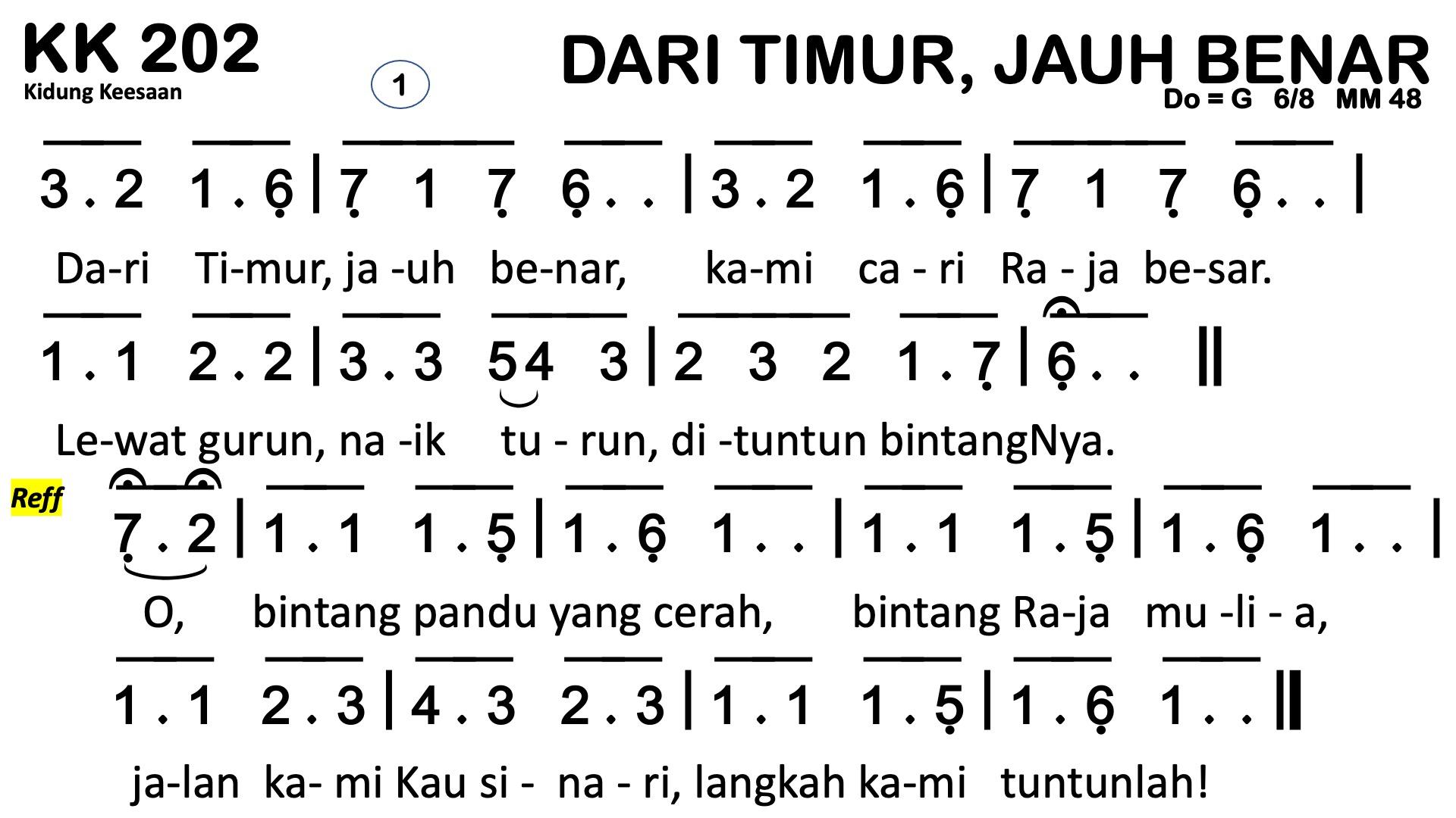 Partitur Chord KK 202 (anotasi di atas partitur polos)