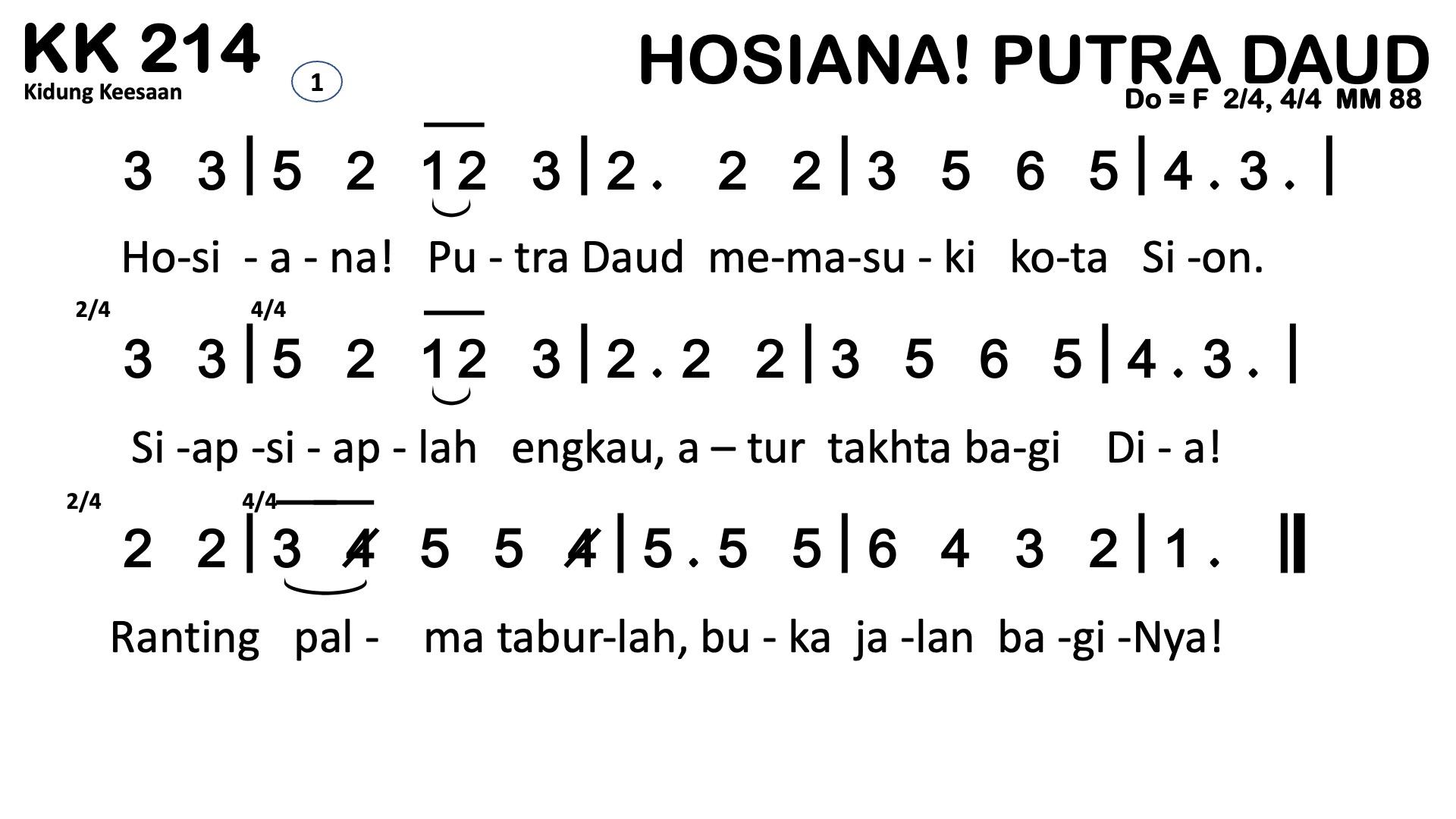 Partitur Chord KK 214 (anotasi di atas partitur polos)