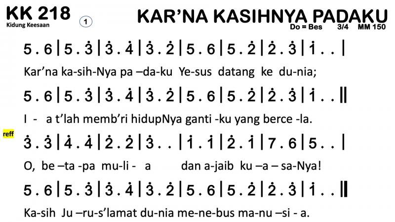 Partitur Chord KK 218 (anotasi di atas partitur polos)