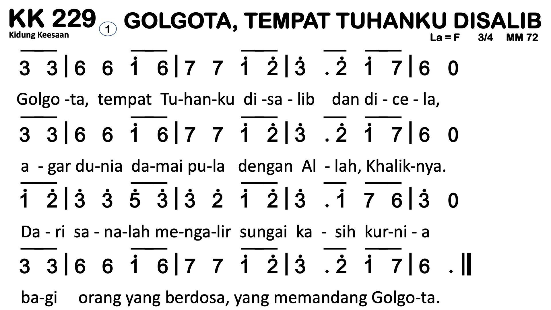 Partitur Chord KK 229 (anotasi di atas partitur polos)