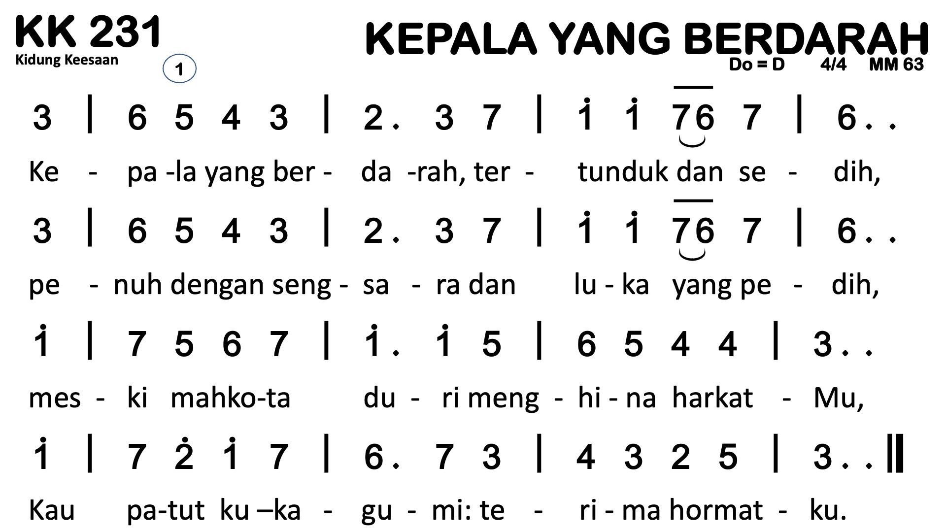 Partitur Chord KK 231 (anotasi di atas partitur polos)