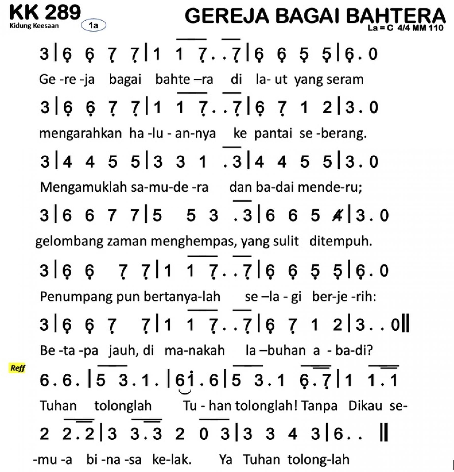 Partitur Chord KK 289 (anotasi di atas partitur polos)