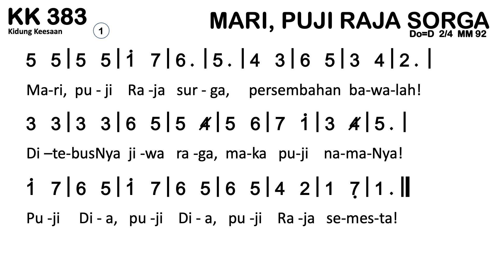 Partitur Chord KK 383 (anotasi di atas partitur polos)