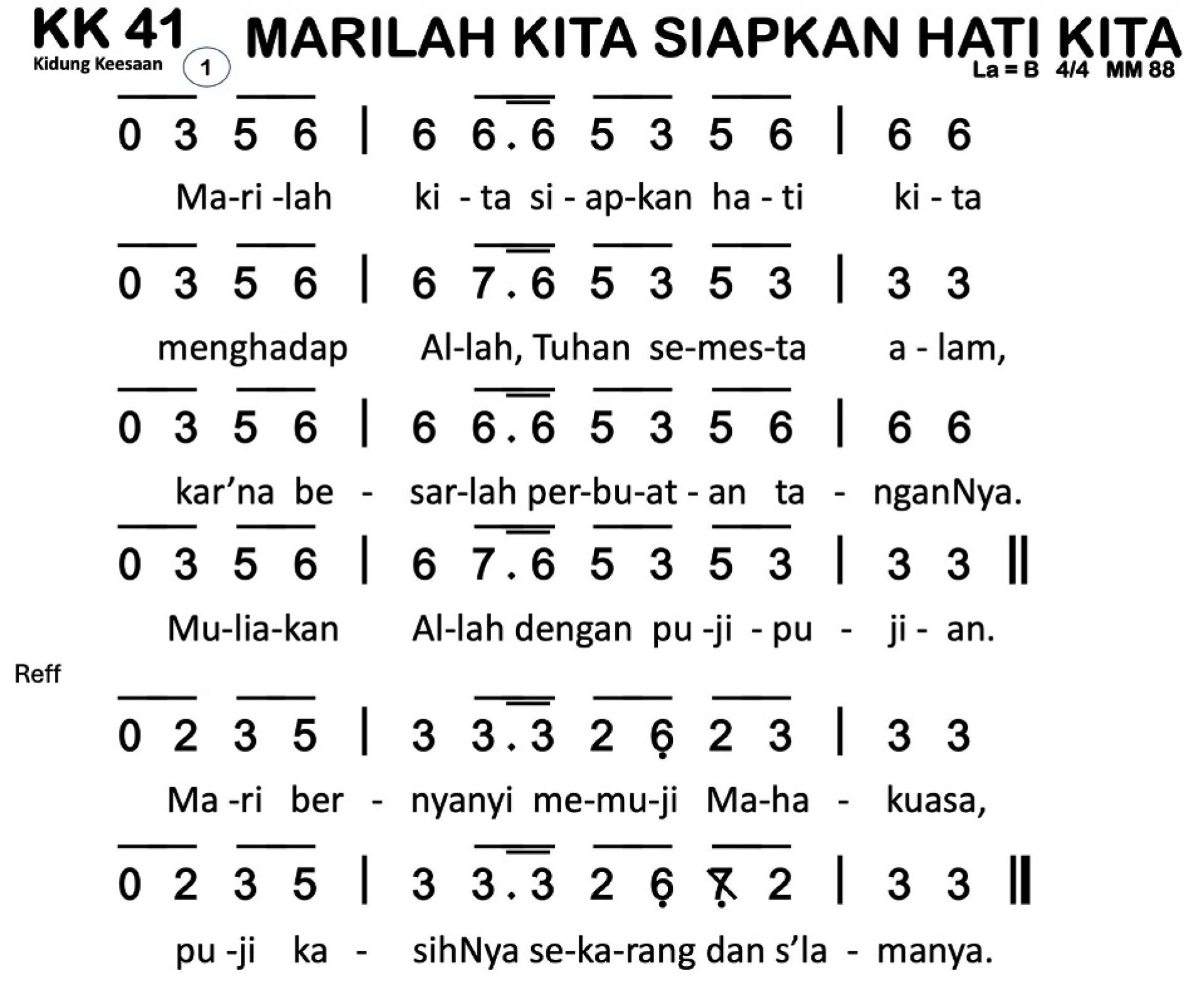 Partitur Chord KK 41 (anotasi di atas partitur polos)