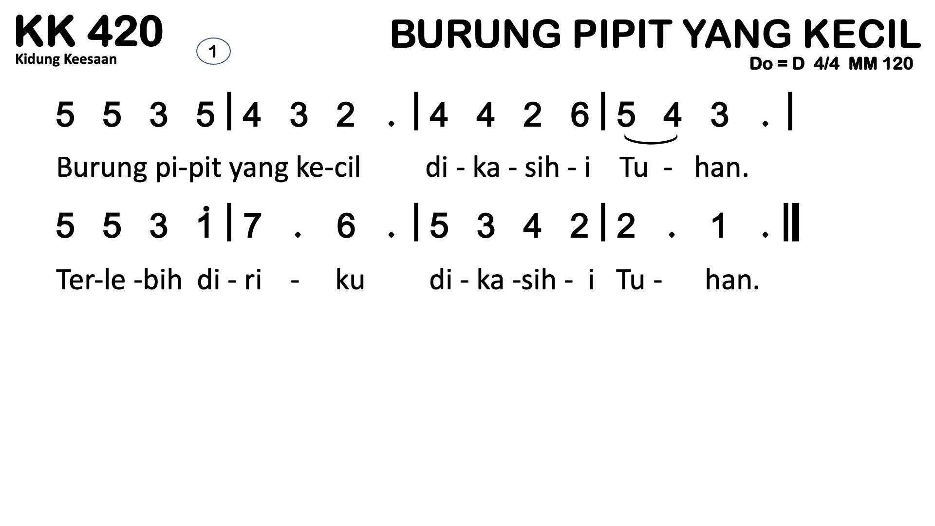 Partitur Chord KK 420 (anotasi di atas partitur polos)