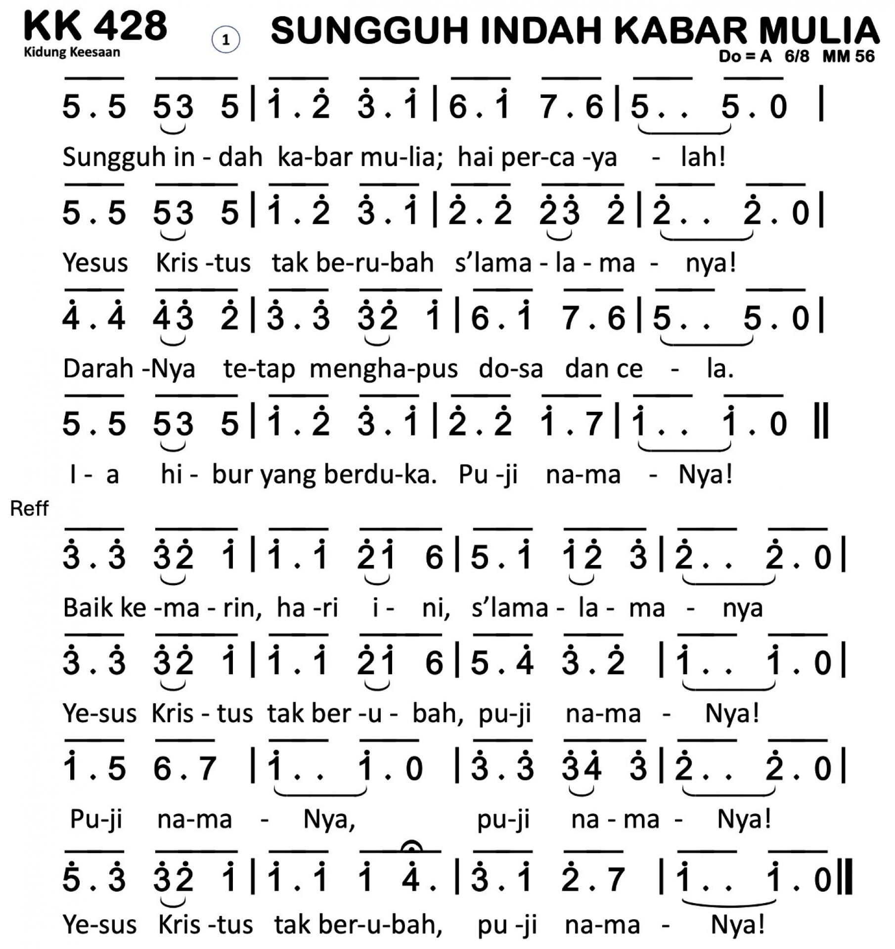 Partitur Chord KK 428 (anotasi di atas partitur polos)