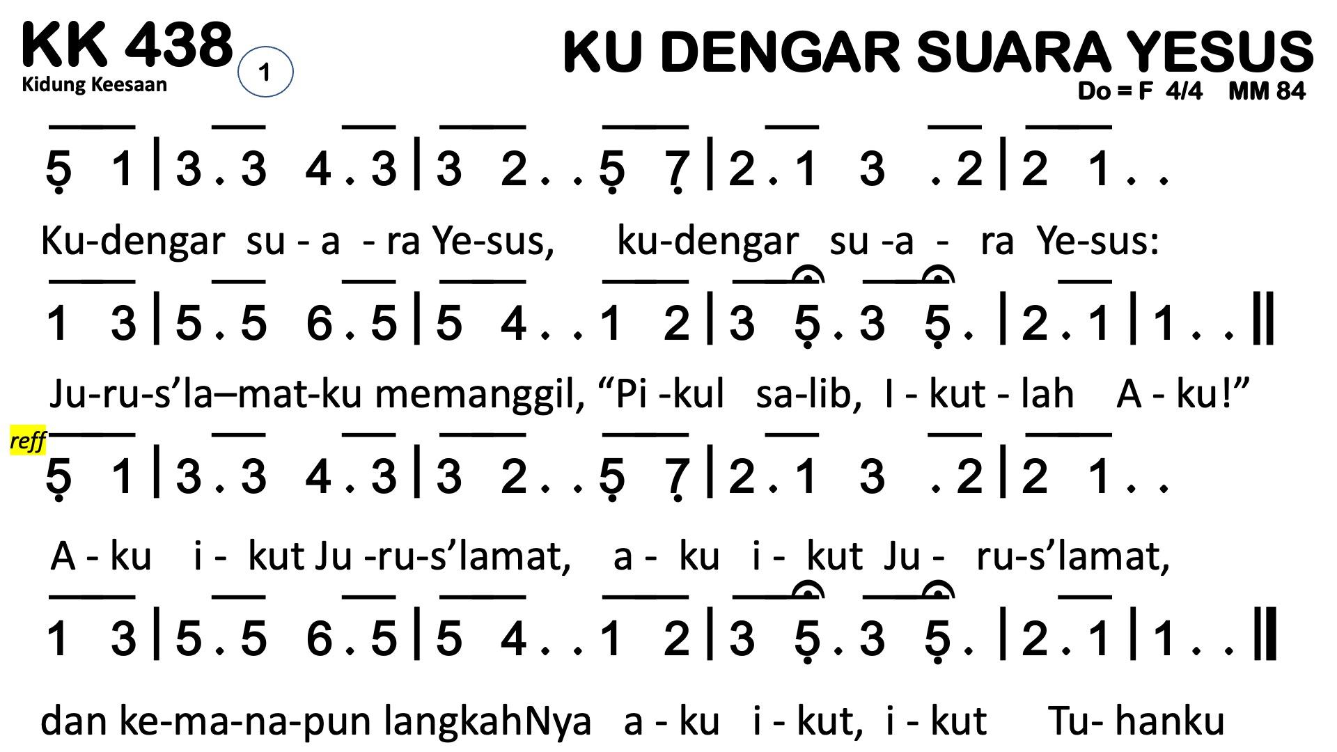 Partitur Chord KK 438 (anotasi di atas partitur polos)