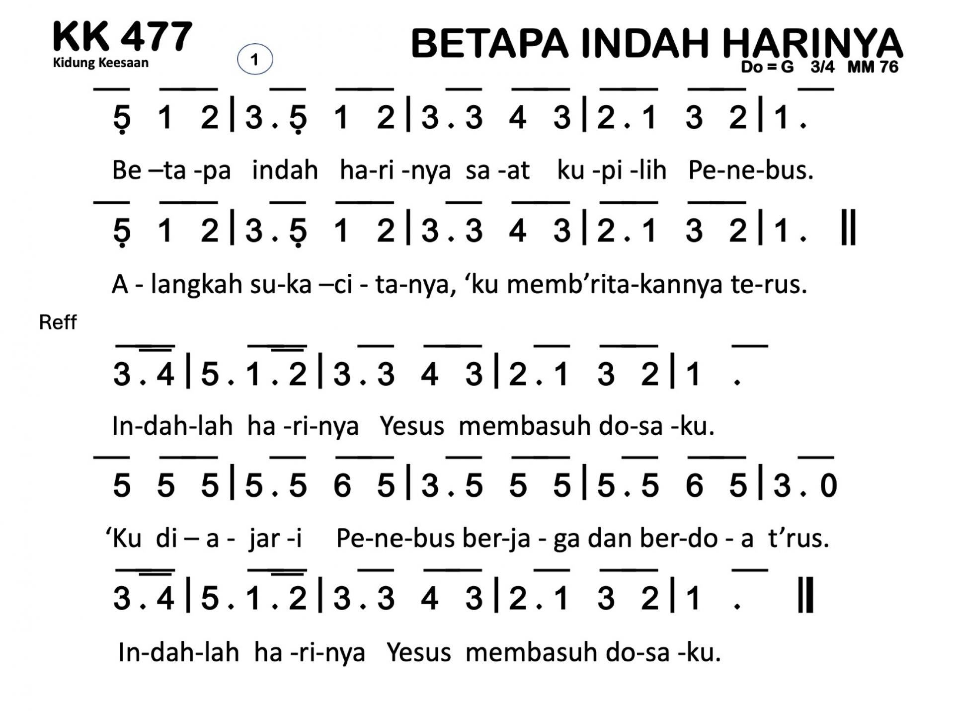 Partitur Chord KK 477 (anotasi di atas partitur polos)