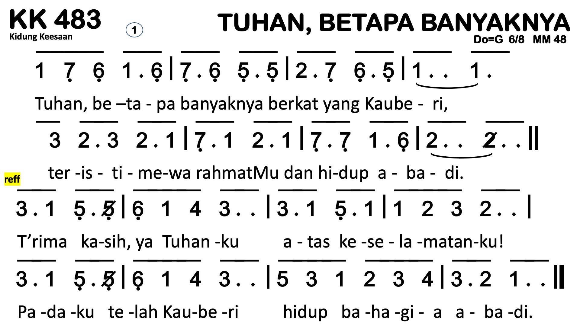 Partitur Chord KK 483 (anotasi di atas partitur polos)