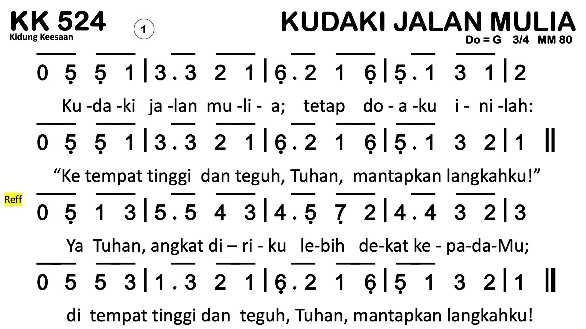 Partitur Chord KK 524 (anotasi di atas partitur polos)