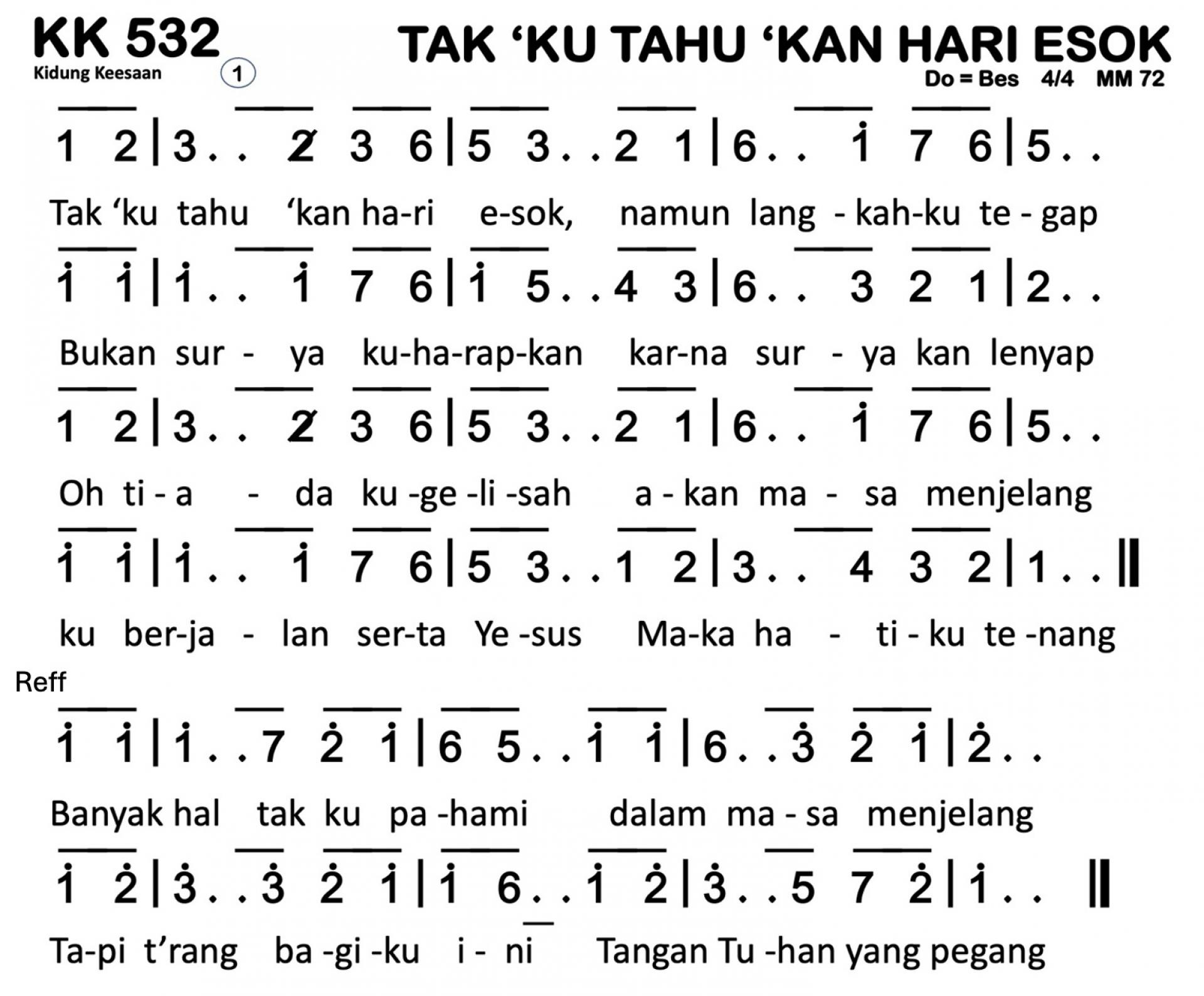 Partitur Chord KK 532 (anotasi di atas partitur polos)