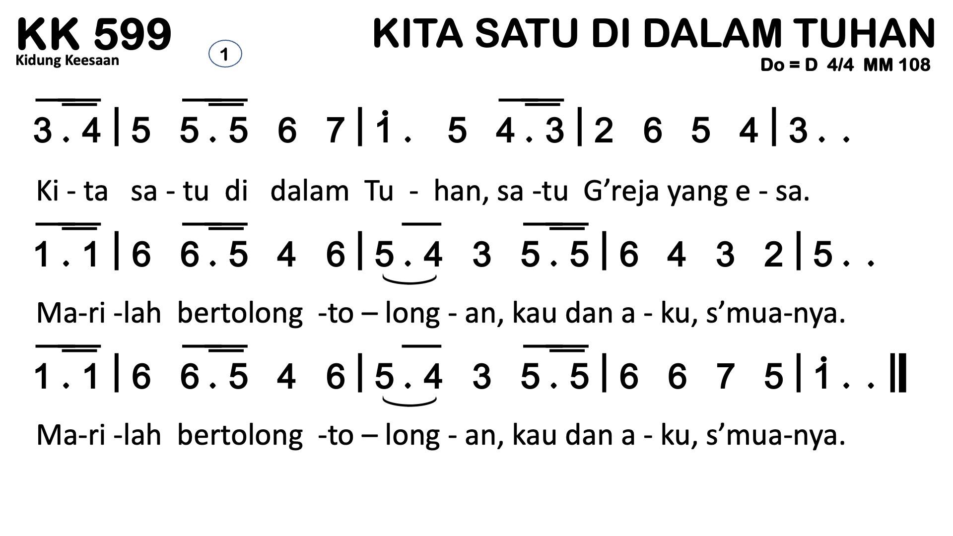 Partitur Chord KK 599 (anotasi di atas partitur polos)