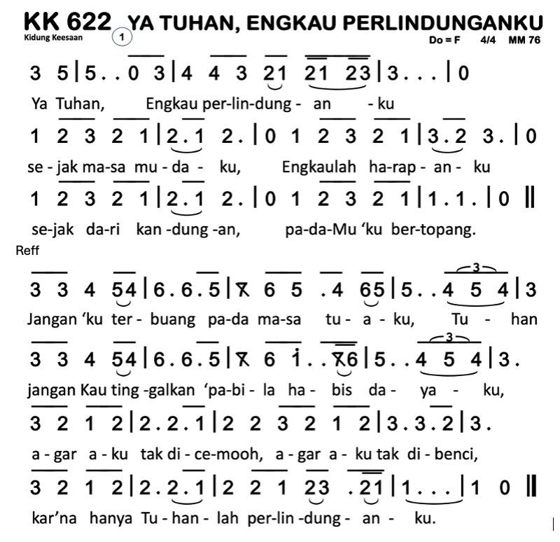 Partitur Chord KK 622 (anotasi di atas partitur polos)