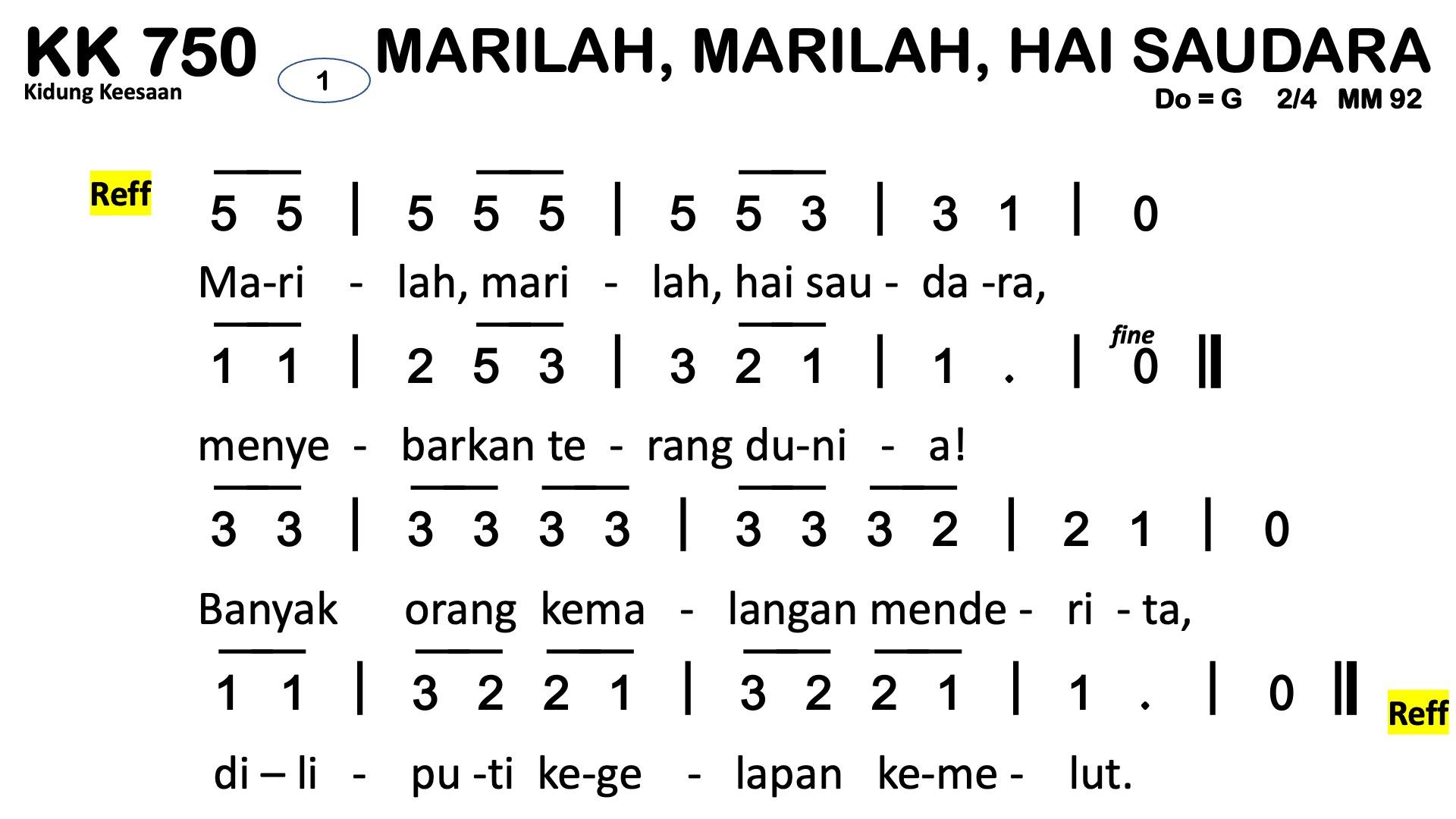 Partitur Chord KK 750 (anotasi di atas partitur polos)