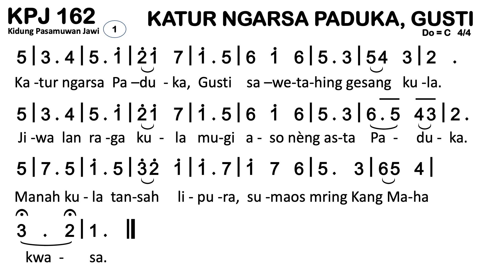 Partitur Polos KPJ 162