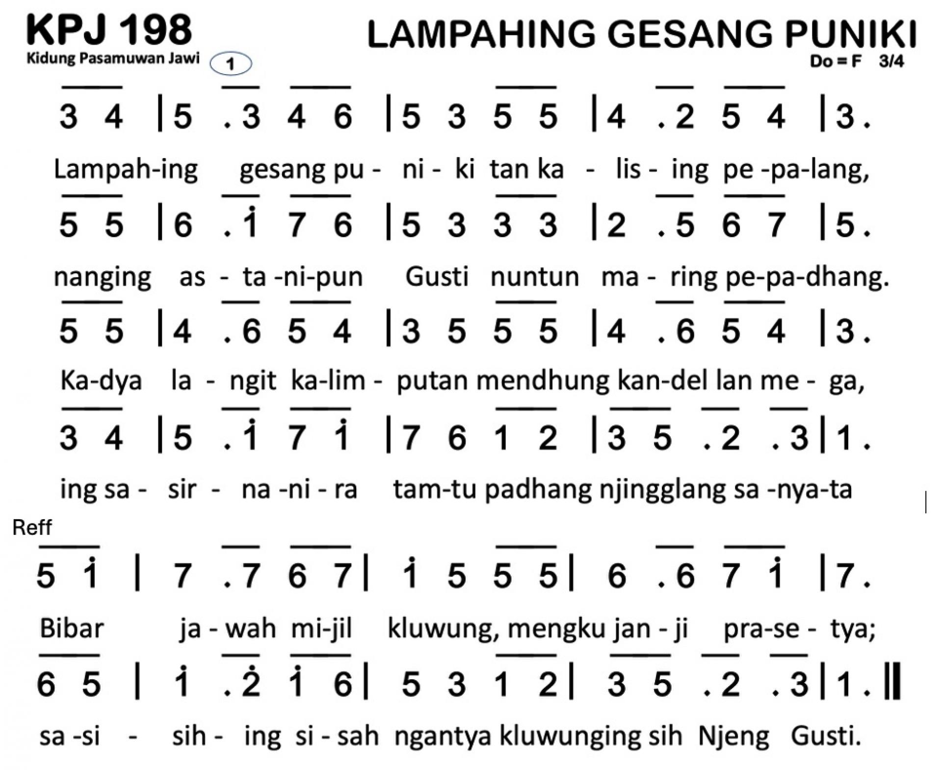 Partitur Polos KPJ 198