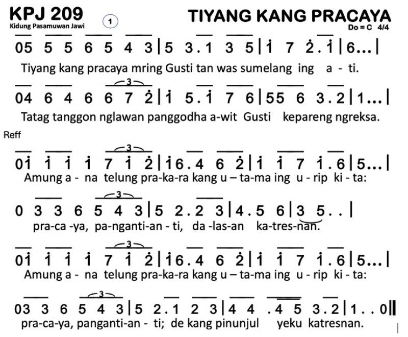 Partitur Chord KPJ 209 (anotasi di atas partitur polos)