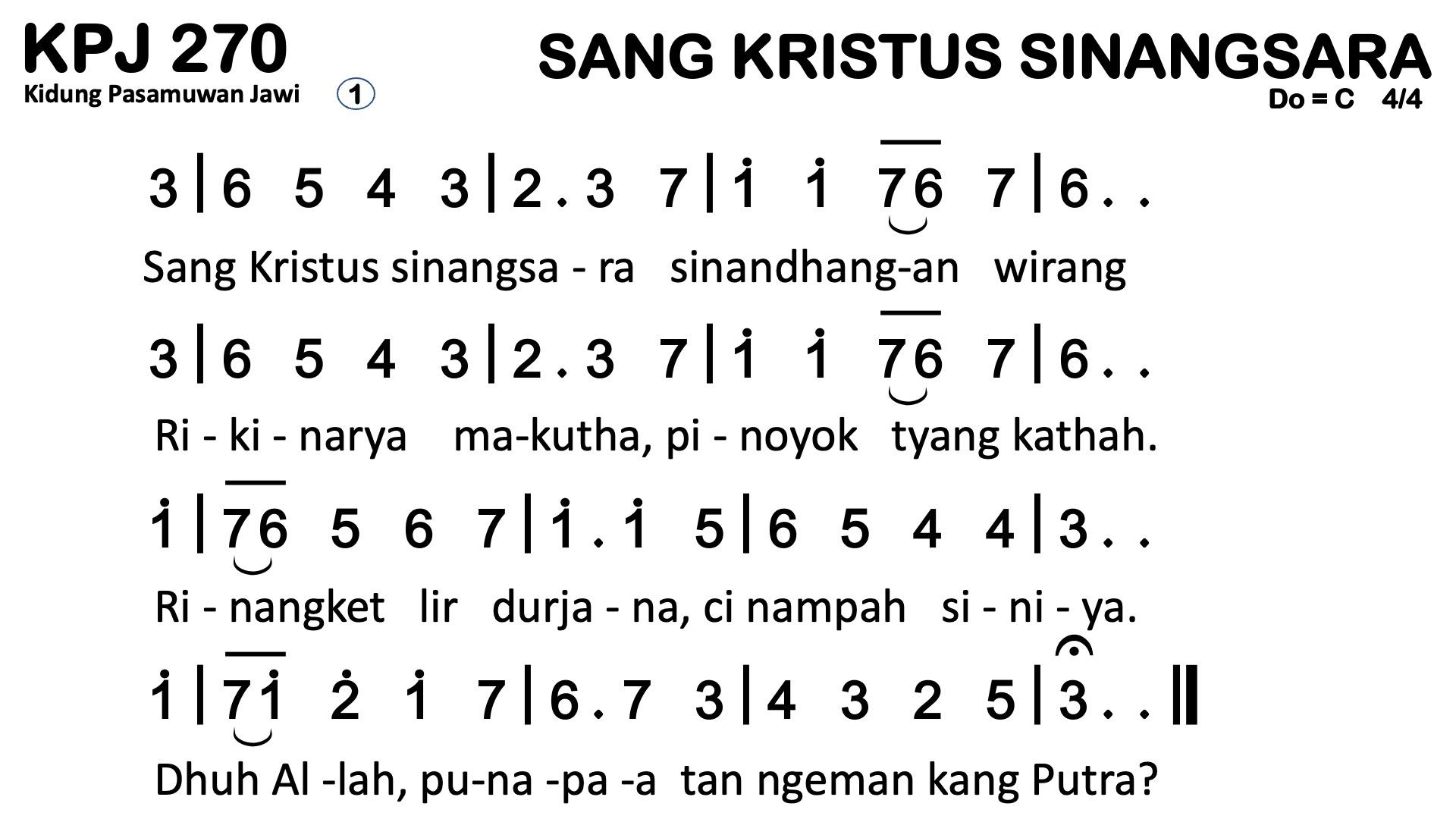 Partitur Chord KPJ 270 (anotasi di atas partitur polos)