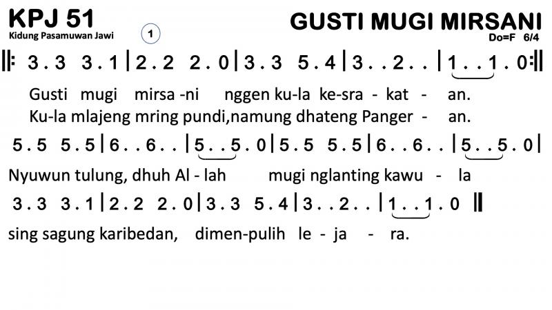 Partitur Chord KPJ 51 (anotasi di atas partitur polos)