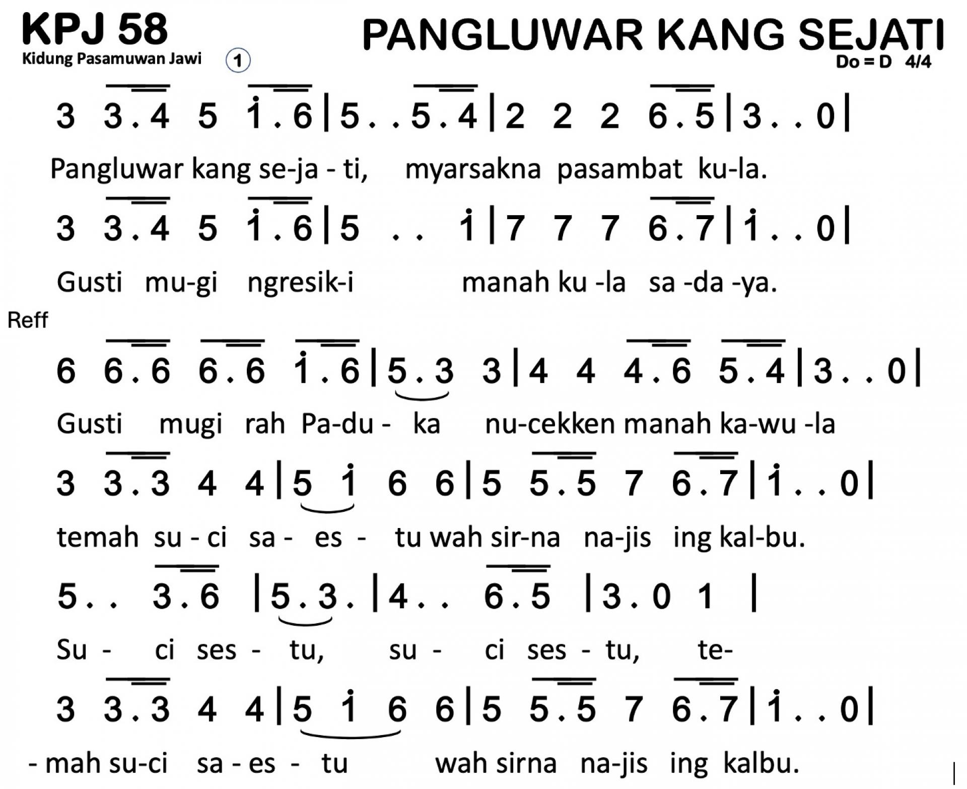 Partitur Chord KPJ 58 (anotasi di atas partitur polos)