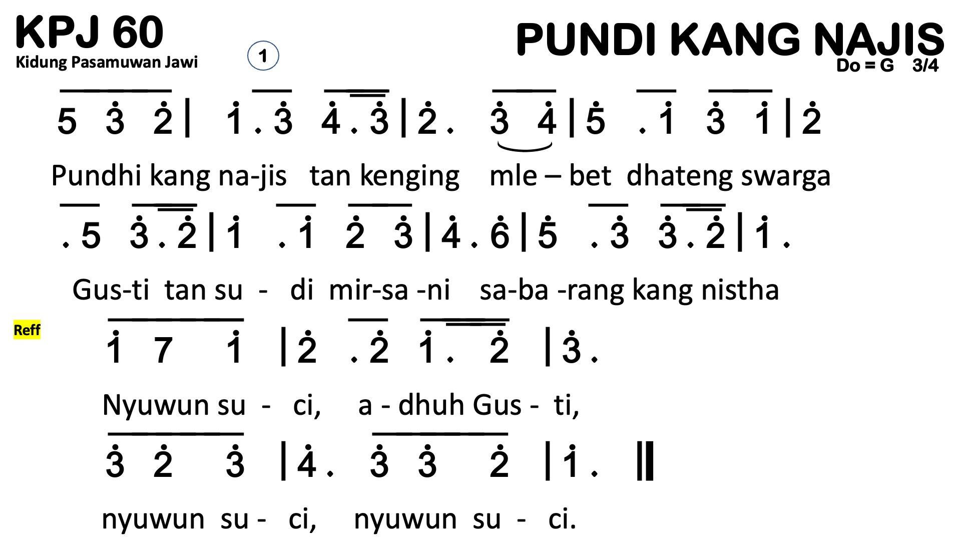 Partitur Chord KPJ 60 (anotasi di atas partitur polos)