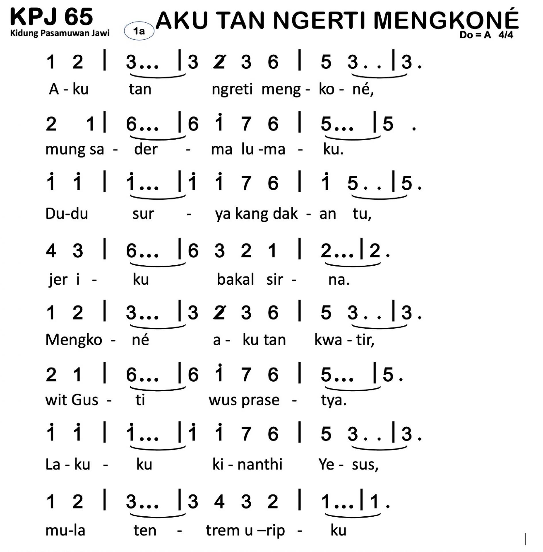 Partitur Chord KPJ 65 (anotasi di atas partitur polos)