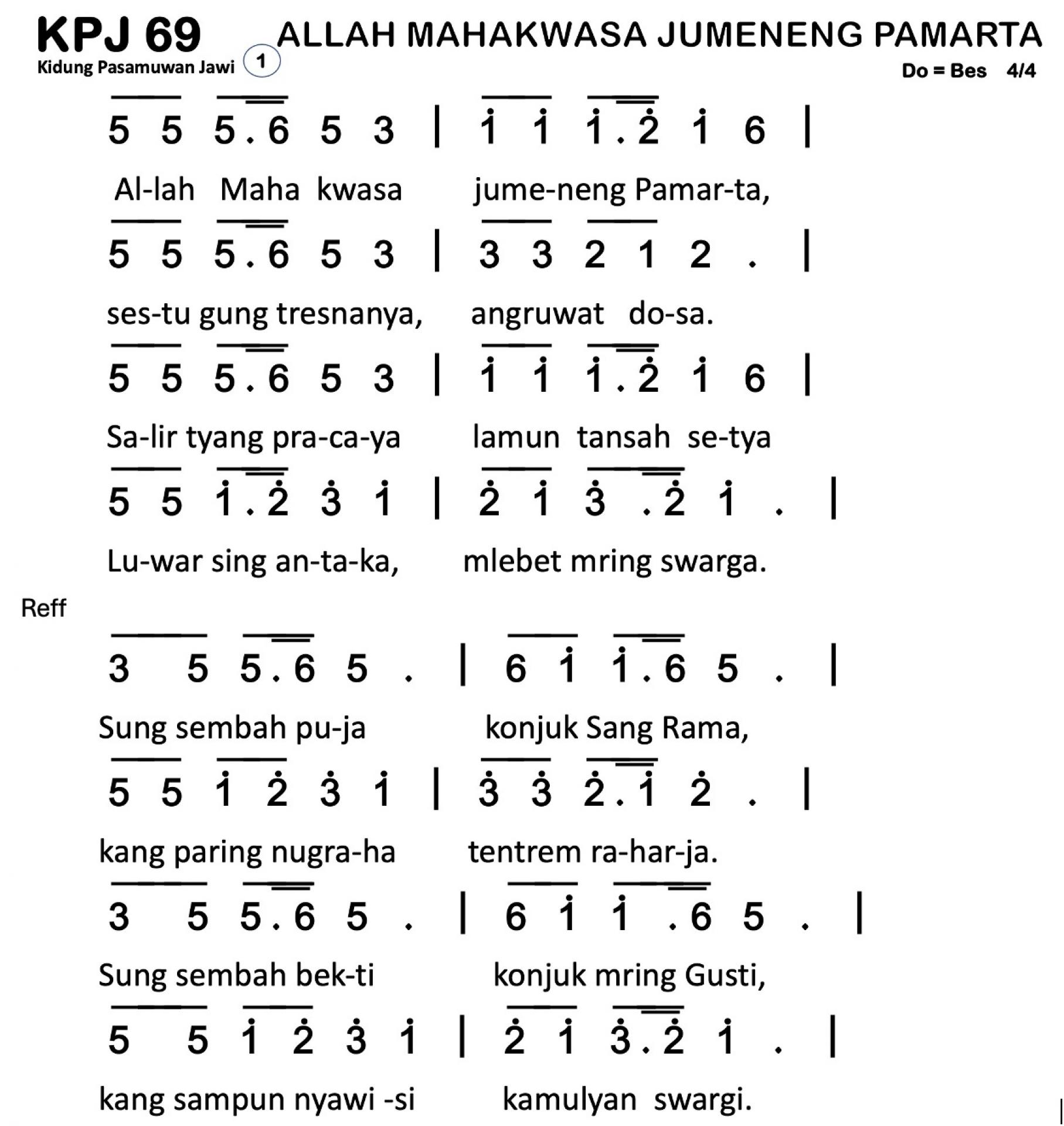 Partitur Polos KPJ 69