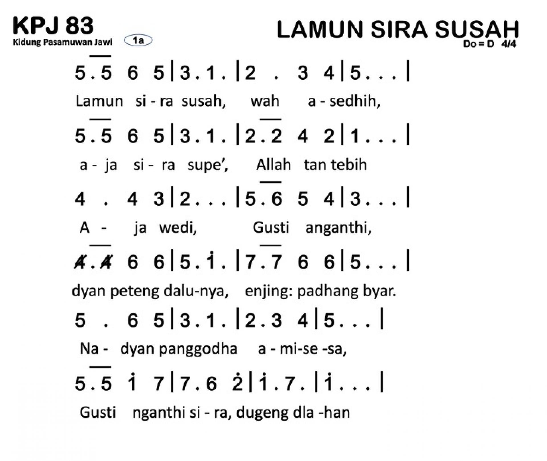 Partitur Chord KPJ 83 (anotasi di atas partitur polos)