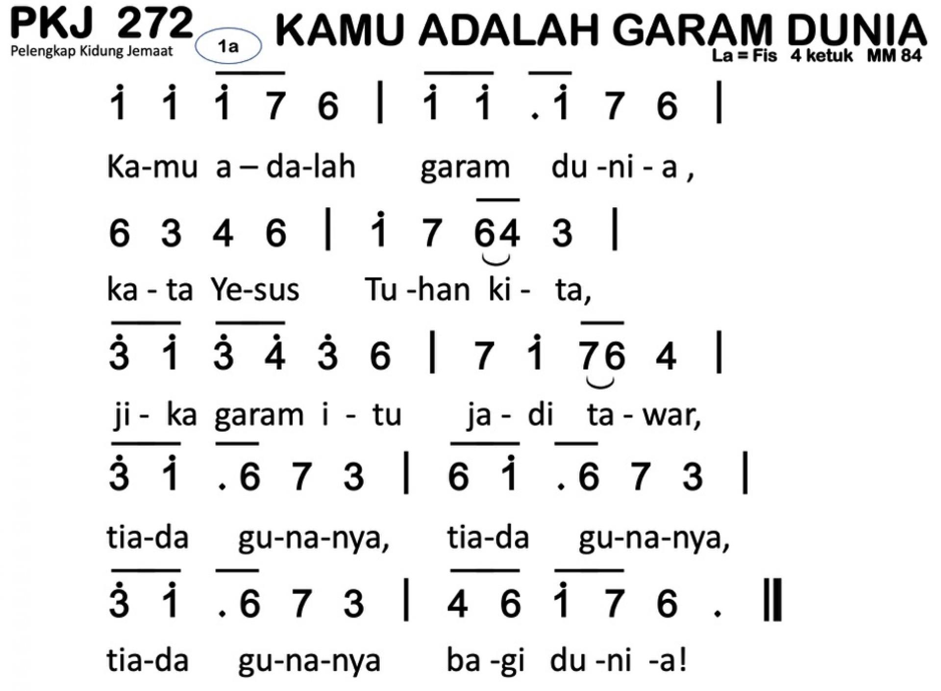 Partitur Chord PKJ 272 (anotasi di atas partitur polos)