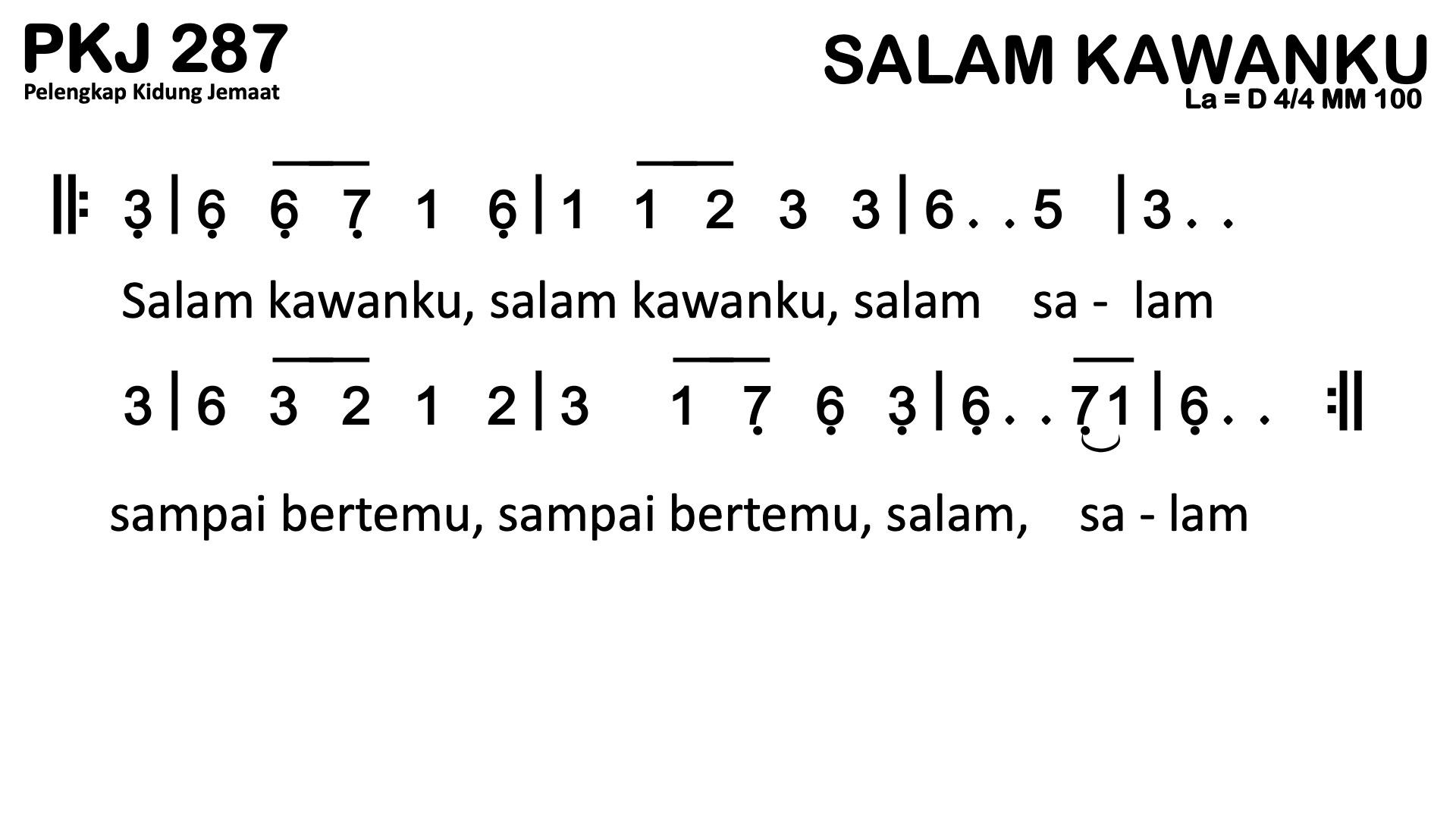 Partitur Polos PKJ 287